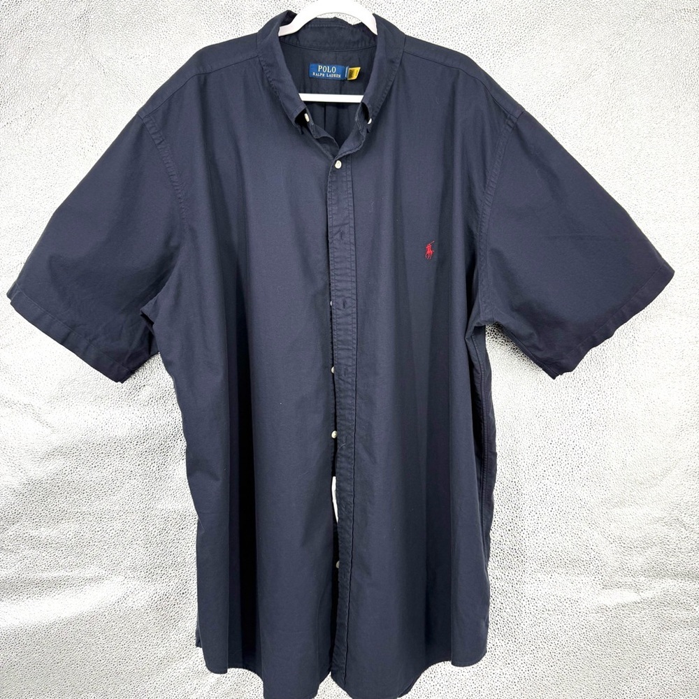 NWT Polo Ralph Lauren Navy Short Sleeve Button Down Shirt Men’s 3XLT Big & Tall - Picture 2 of 16